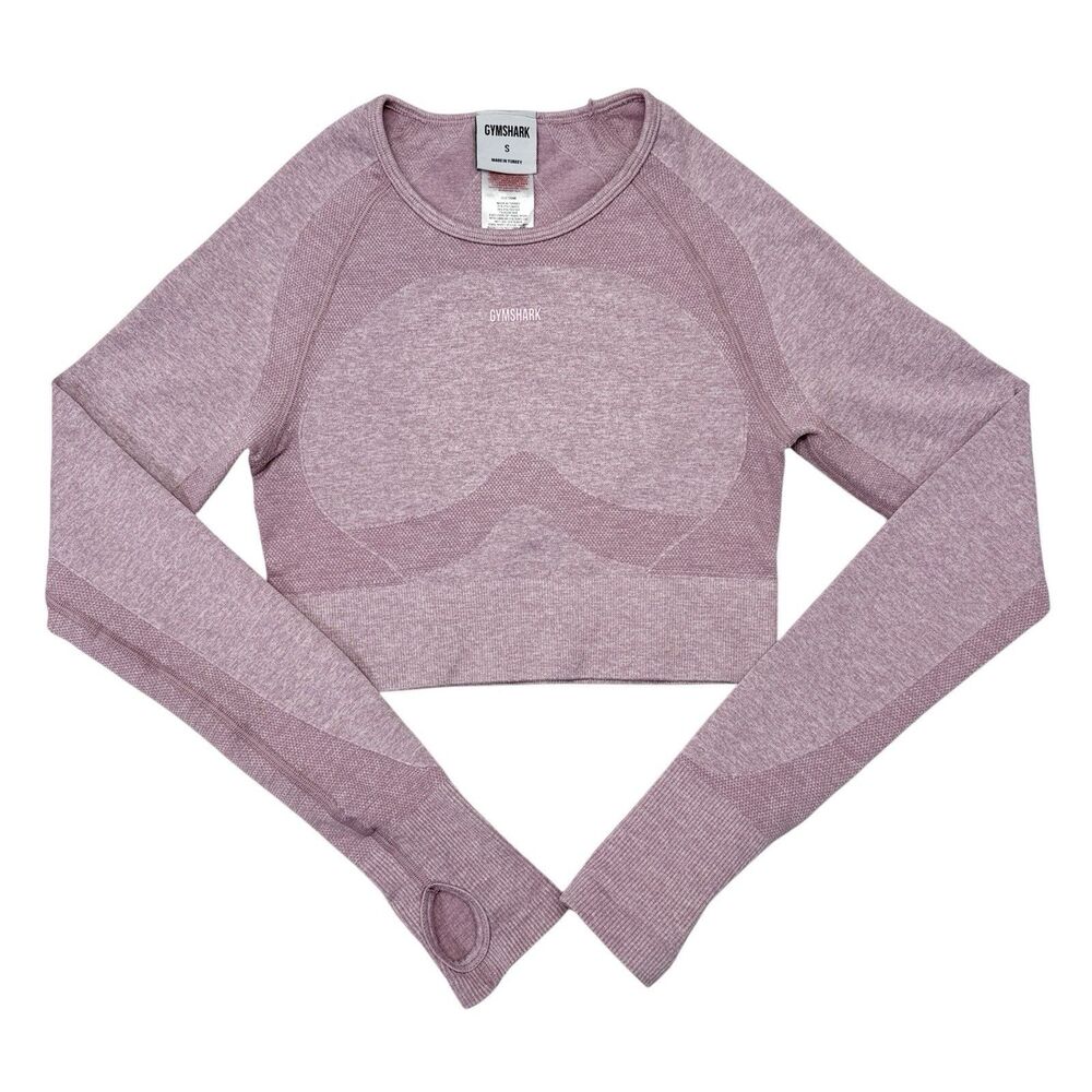 Gymshark‎ Flex Sports Long Sleeve Crop Top Size Small Pink Seamless Gym Workout